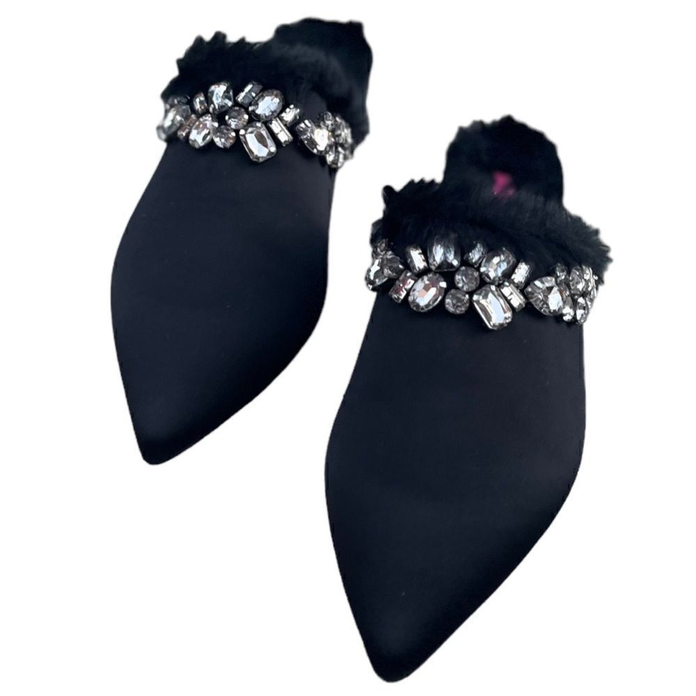 Isaac Mizrahi Live! Polyester Pointy Toe Bedazzled Mules New in Box Size 6.5